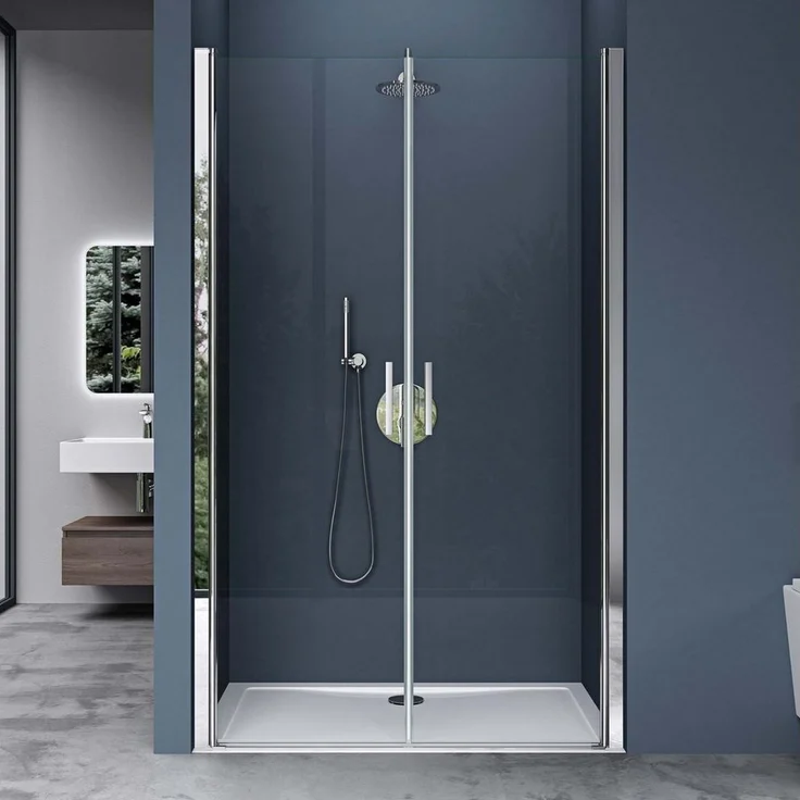 doporro Dusch-Drehtür Nischentür Nischendrehtür ESG-Sicherheitsglas Duschtür Teramo24, 80x195 cm, Klarglas mit beidseitiger NANO-Beschichtung – Bild 1