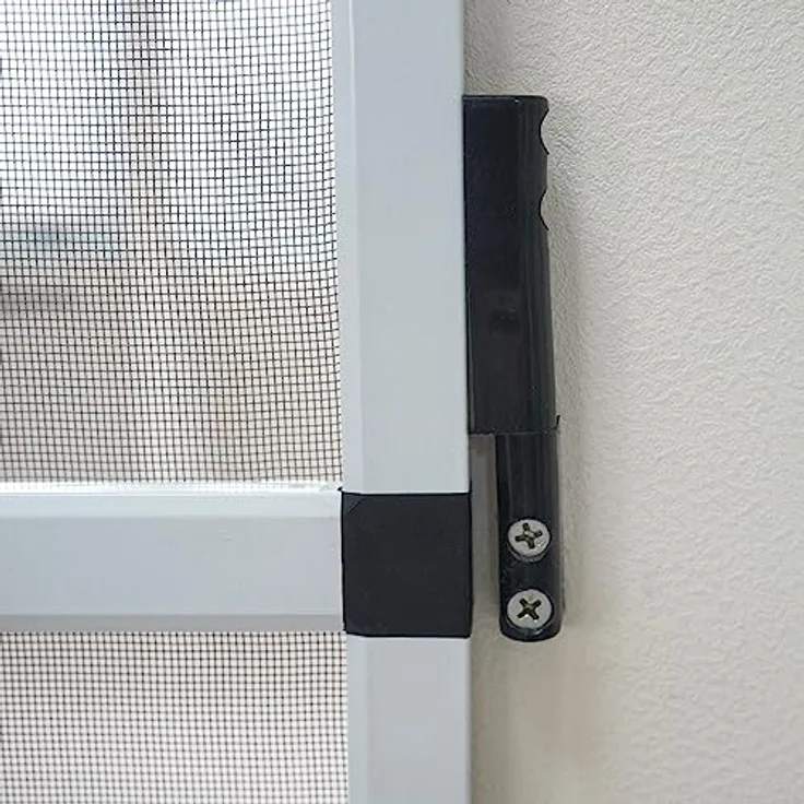 Grafner Fliegengitter Tür, Aluminiumrahmen mit Türschließer und Trittschutz, individuell zuschneidbar, Fiberglas-Gewebe, slim Design, weiß, 120 x 240 cm – Bild 4