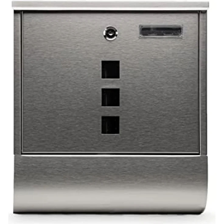 Grafner Edelstahl Briefkasten mit Zeitungsrolle und 3 Sichtfenstern + Namensschild Postkasten  – Bild 3