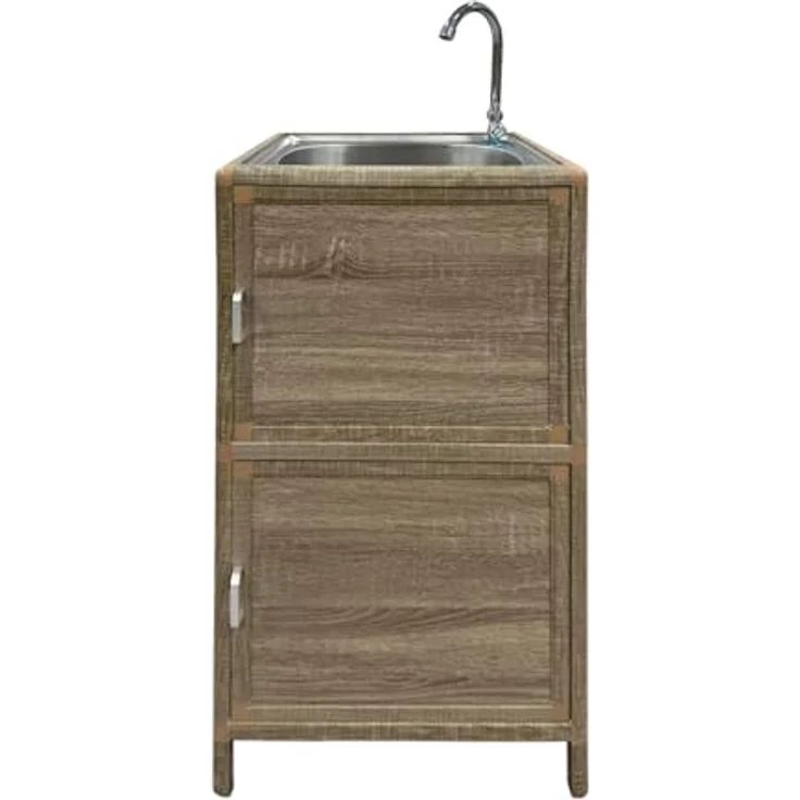 HTI-Living Küchenspüle Sonoma, Aluminium-Spüle mit Unterschrank, 46x41 cm, Edelstahl-Armatur für Garten und Camping – Bild 2