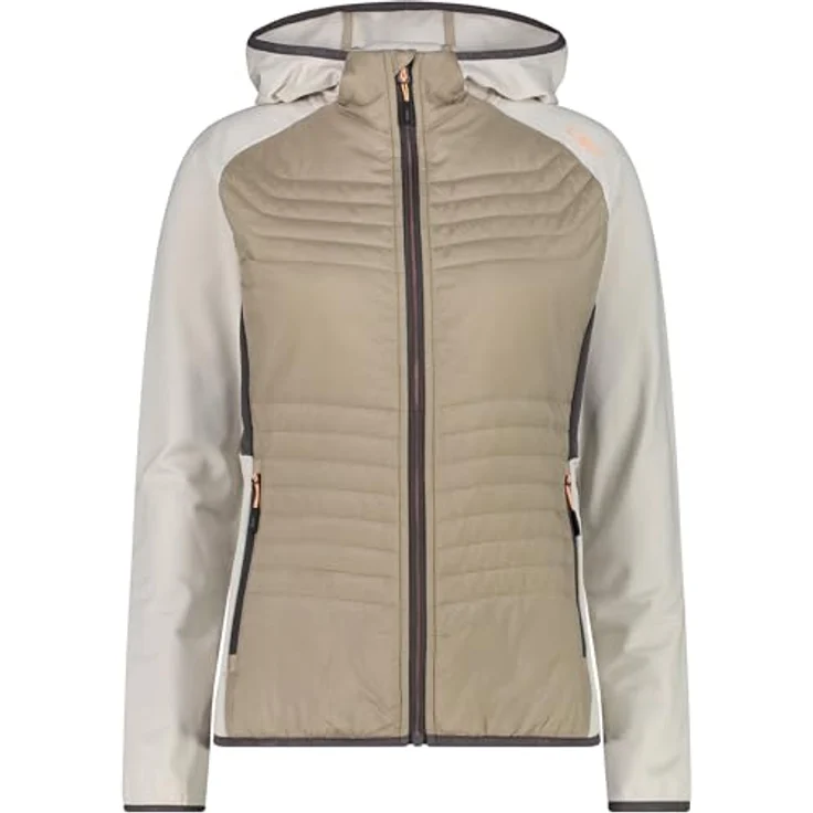CMP Campagnolo Hybrid Jacket Fix Hood, Damen Kunstfaserjacke mit Wärmeisolierung und fester Kapuze, beige, Größe S (38) – Bild 1