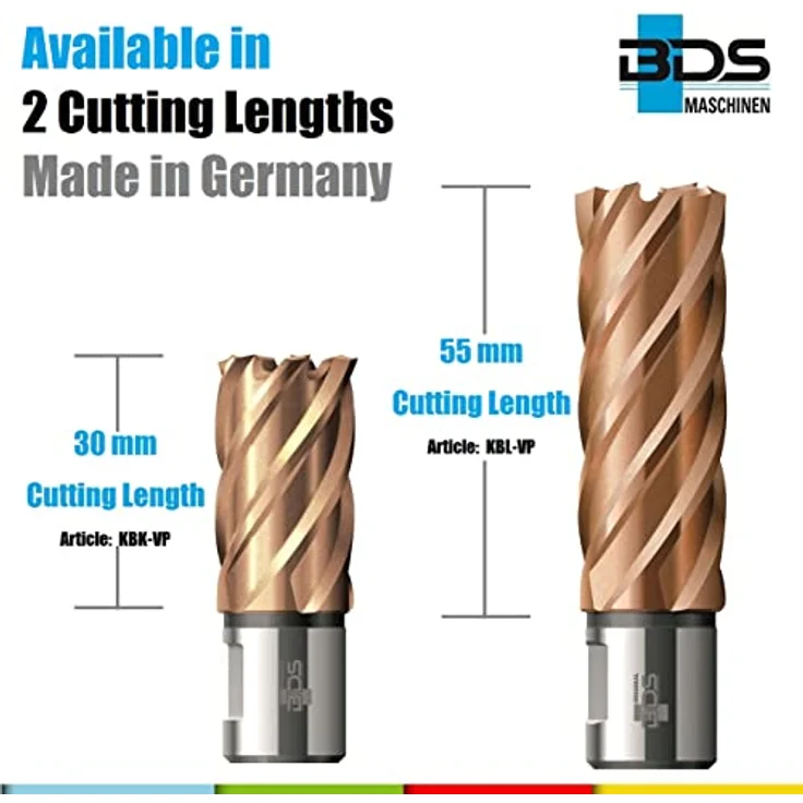 BDS Kernbohrer VARIOPlus kurz KBK HSS, Weldonschaft 21 mm Durchmesser, 30 mm Schnitttiefe – Bild 2