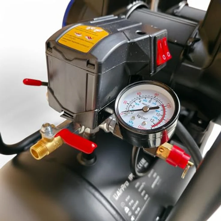 DeTec Flüsterkompressor Airpro, 40L Druckluftkompressor mit 8 bar und 410 L/min, geräuscharm und ölfrei – Bild 5