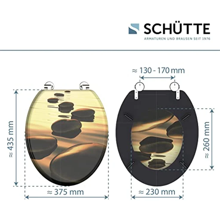 Schütte MDF WC-Sitz Sea Stone, langlebiger Toilettendeckel mit hygienischer Oberfläche und einfacher Montage – Bild 4
