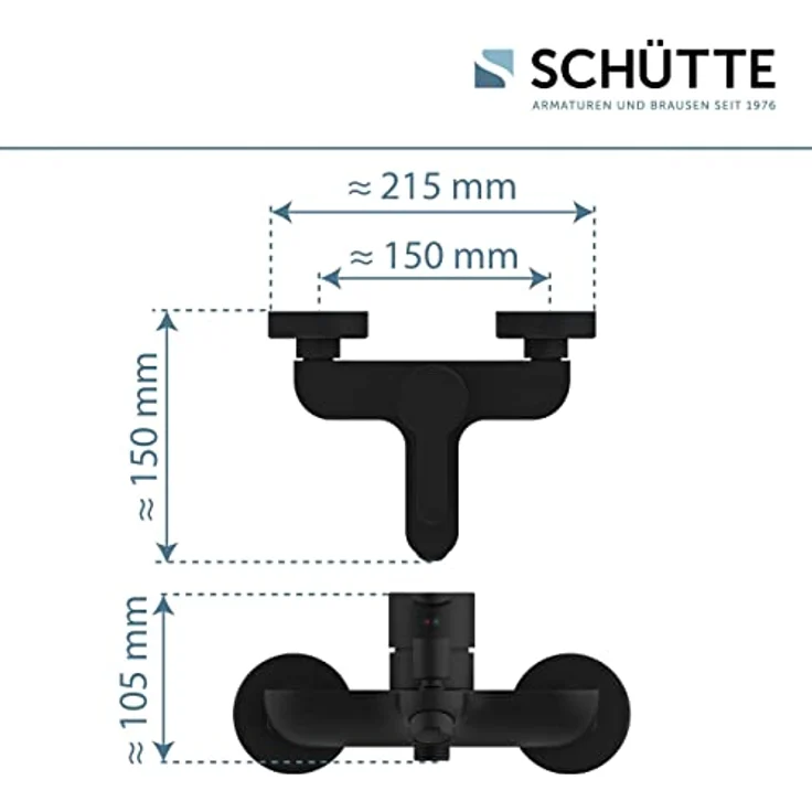 Schütte Badarmatur Noah, matt-schwarz, mit geräuscharmer Keramik-Kartusche und Eco-Click-Funktion – Bild 5