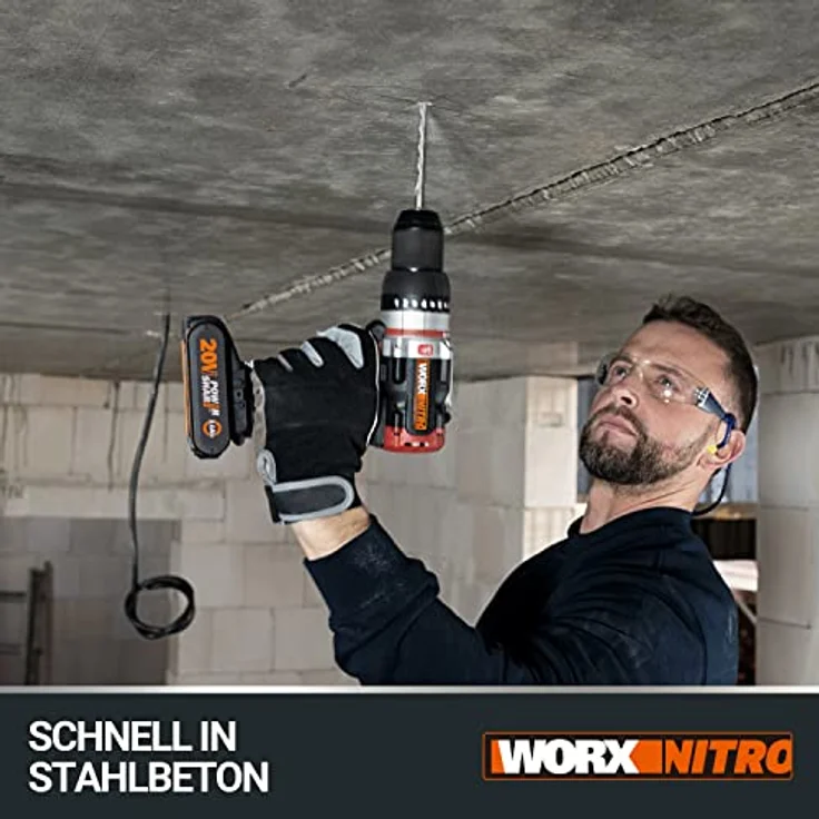 WORX WX354.9 Schlagbohrhammer 20V Max SlammerDrill ohne Akku und Ladegerät, 20 V, Schwarz – Bild 4