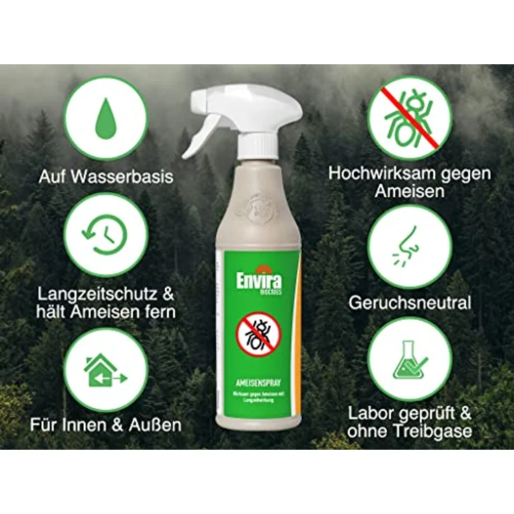 Envira Ameisen-Spray 500 ml + 2 Liter - Ameisen bekämpfen im Haus & im Garten - Anti-Ameisen-Mittel innen - mit Langzeitwirkung & geruchsneutral – Bild 2