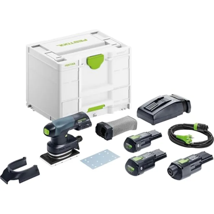 Festool Akku-Rutscher RTSC 400 3,0 I-Set, kabelloser Exzenterschleifer mit 18 V bürstenlosem Motor und 3,0 Ah Akku, ergonomisch und leicht