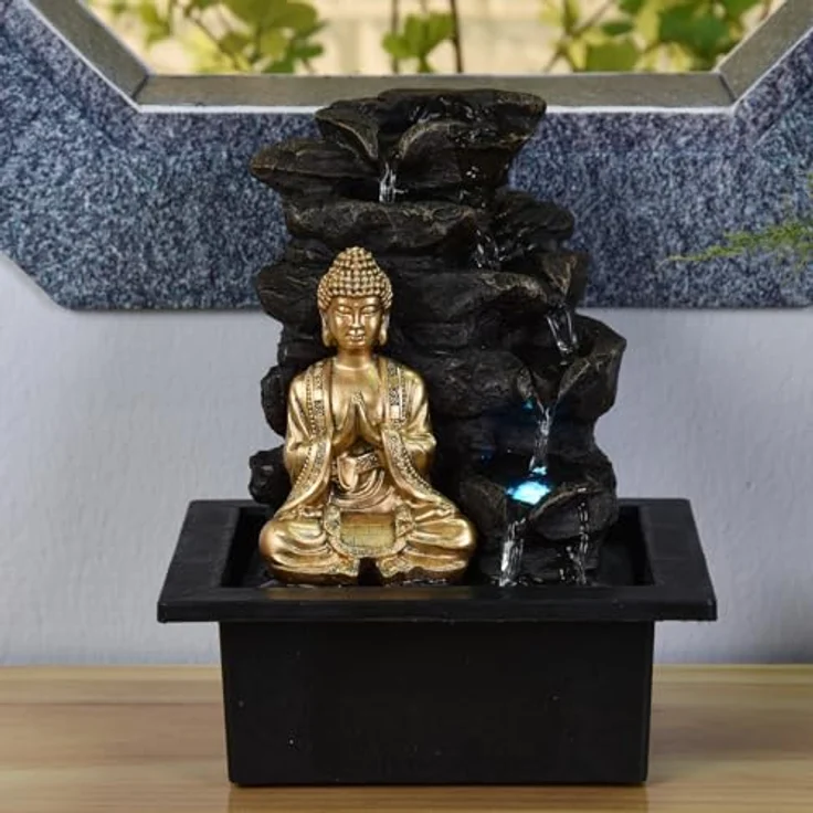 Zen'Light Shira Zimmerbrunnen mit Pumpe und LED-Beleuchtung, Kunstharz, Einheitsgröße – Bild 14