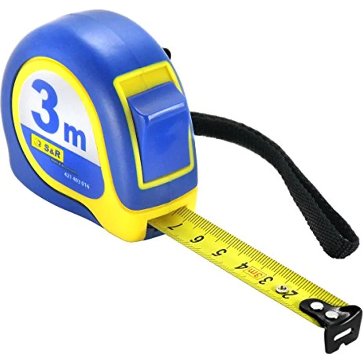 S&R Bandmaß 3m, Federbandstahl mit Magnet-Winkel, Nylon-Polymer beschichtetes Massband, schlagfestes Gehäuse Bandmaß, MUSTANG - Serie | Zollstock Metermaß, rot – Bild 4