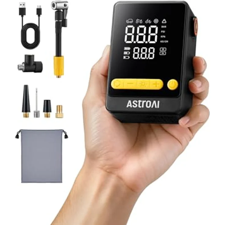 AstroAI L10, Elektrische Luftpumpe mit 150 PSI, kabellos, 5 voreingestellte Modi, kompakt und tragbar mit LED-Hintergrundbeleuchtung – Bild 1