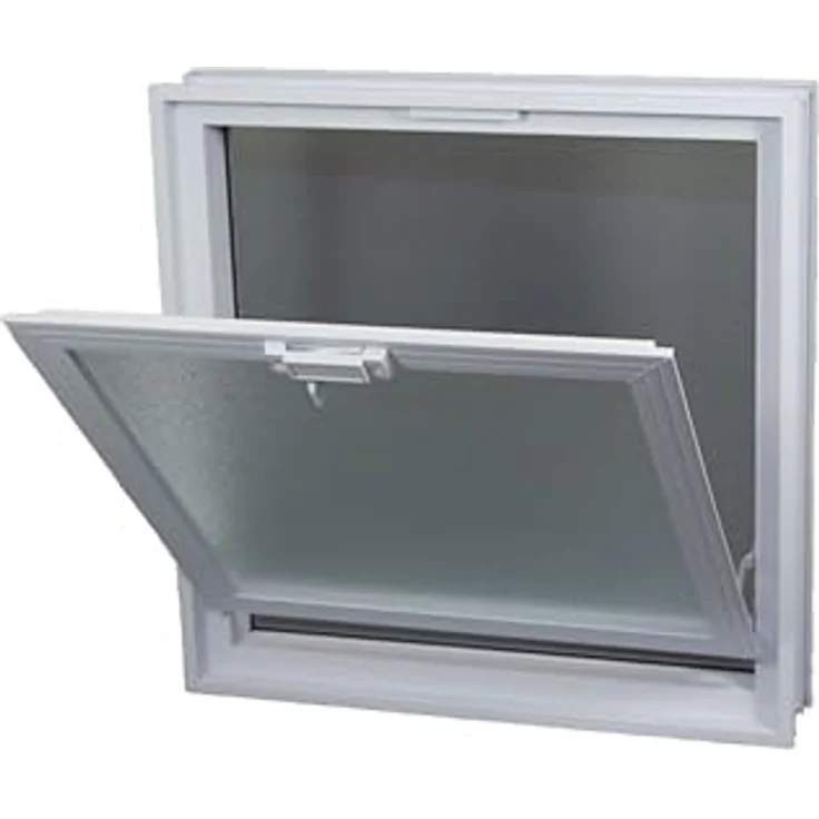 Fuchs Design Lüftungsfenster (384x384x80 mm) Weiß anstatt 4 Glasbausteine im Format 19x19x8 cm – mit Fliegengitter – Bild 1