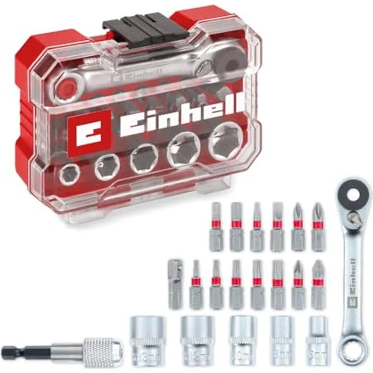 Einhell Bohrer- und Bitset 118683, 21-tlg. Set mit robusten S2 Stahl Bits, Schnellwechselbithalter und Aufbewahrungsbox – Bild 2