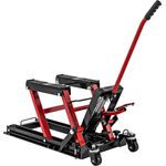 COSTWAY Motorradheber, 3-stufig höhenverstellbar, 680kg belastbar, Schwarz und Rot