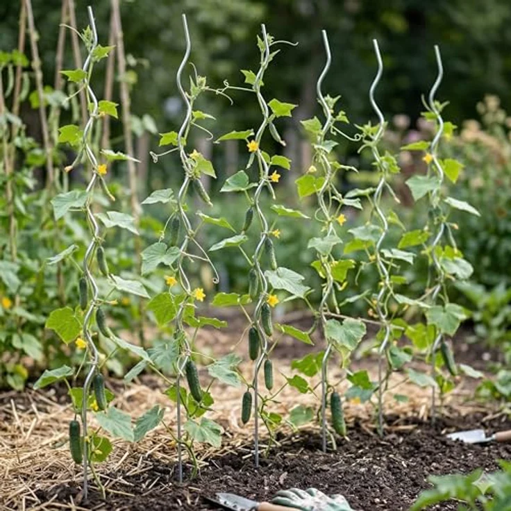 Relaxdays Tomaten Spiralstab, verzinkter Stahl, Silber, 20er Pack, 150 cm, wetterfest und robust – Bild 5