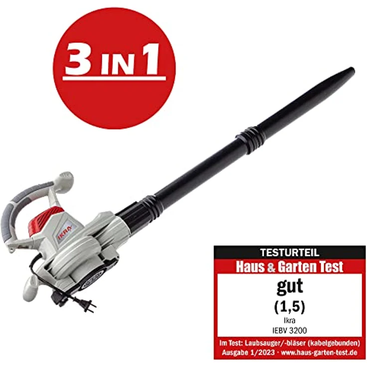 IKRA Elektro Laubbläser & Laubsauger IEBV 3200, mit Blasrohrverlängerung – Bild 3