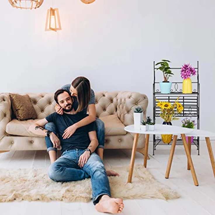 Relaxdays Blumenregal, 3 Ebenen, klappbar, Indoor & Outdoor, Metall, Vintage Pflanzenregal, HBT 100x50x25 cm, schwarz, 1 Stück – Bild 5