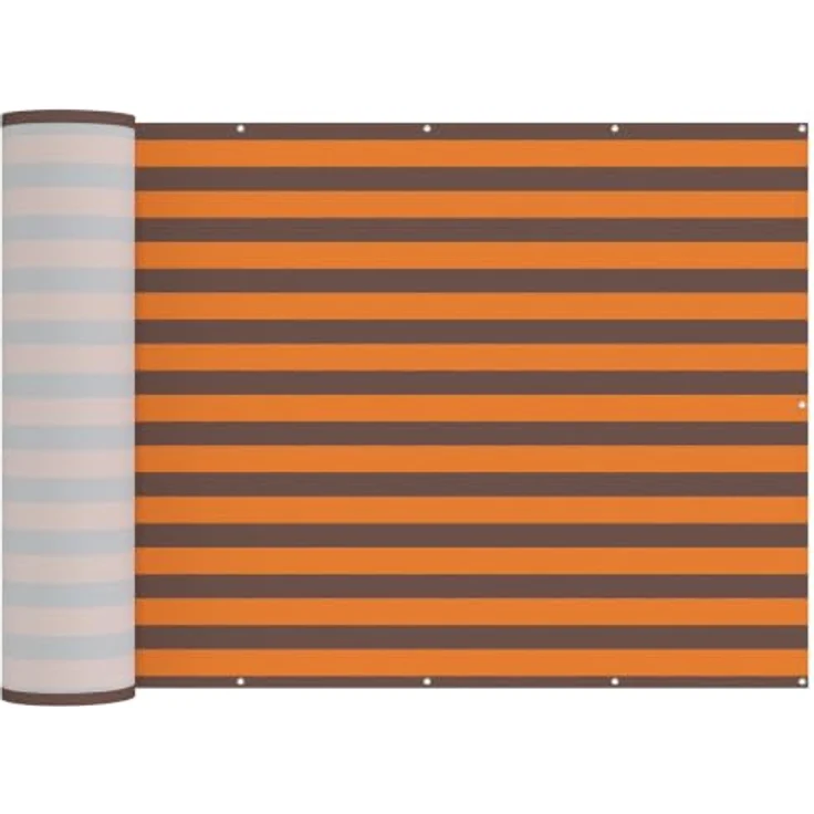 vidaXL Balkon Sichtschutz 150 x 600 cm, UV- und wasserabweisender Stoff mit PU-Beschichtung, Orange und Braun – Bild 1