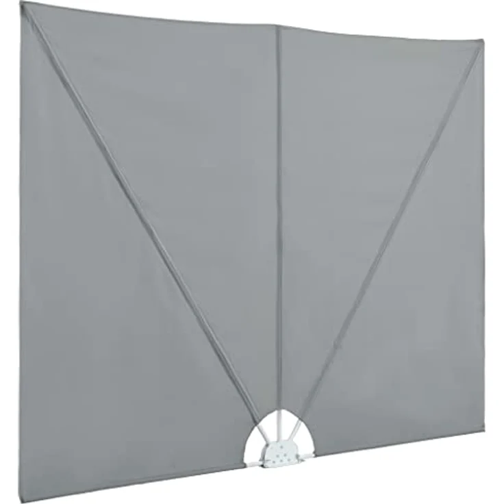 vidaXL Faltbarer Terrassen-Seitenfächer, grau, 300×150 cm, wasser- und schmutzabweisend, UV- und witterungsbeständig, mit pulverbeschichtetem Stahlrahmen – Bild 5