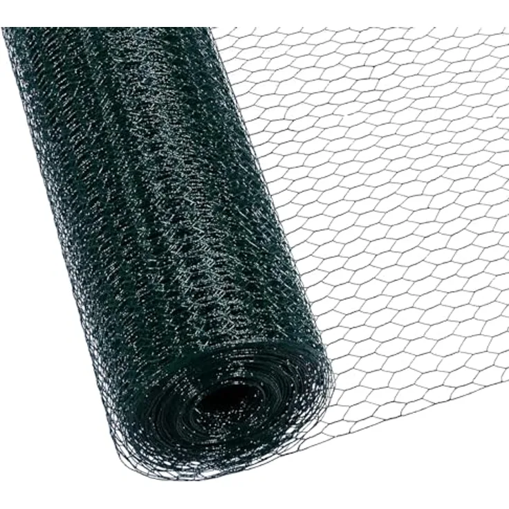 CCLIFE Hühnerzaun Geflügelnetz, PVC-beschichtet, Maschenweite 25 mm, Höhe 100 cm, Länge 25/50 m, grün