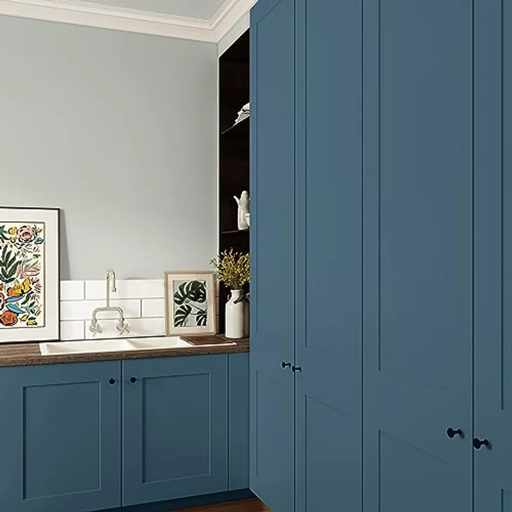 MissPompadour Holzfarbe Blau mit Jeans, 1L Seidenmatte Möbelfarbe für Innen & Außen, witterungsbeständig, hohe Deckkraft, schnelltrocknend – Bild 5