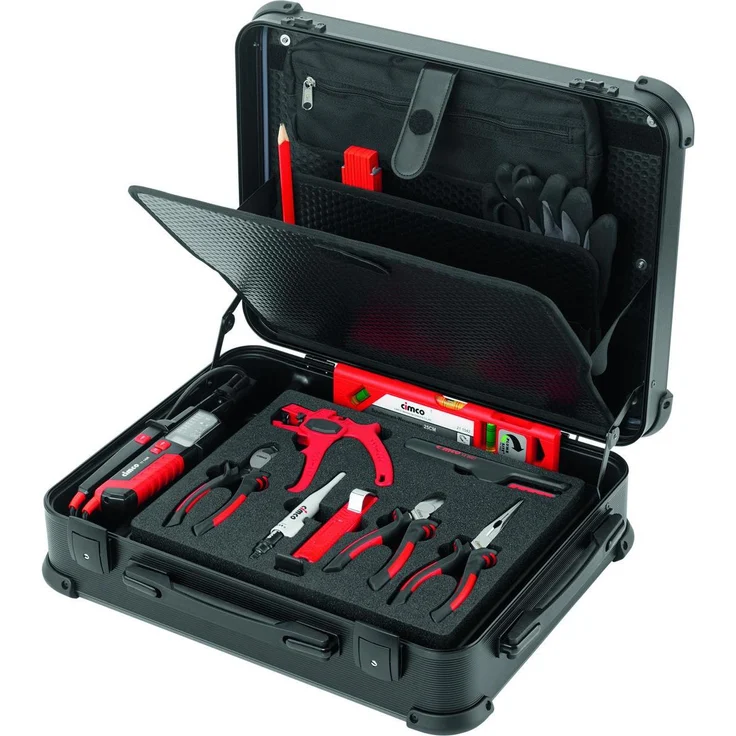 Cimco CimPack Electric, Hybrid Werkzeugkoffer/Rucksack mit 13 Teilen, wasserabweisend und tragbar, inklusive Laptopfach und Schaumeinlage