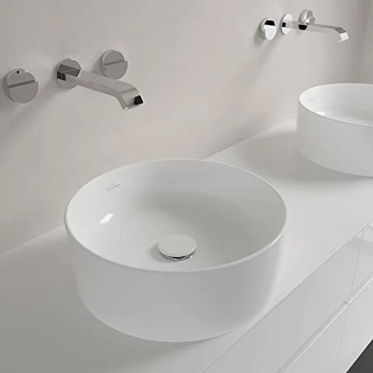 Villeroy & Boch, Waschbecken, V&B Aufsatzwaschtisch COLLARO d= 400mm rund ohne Hahnlochbank in weiß – Bild 5