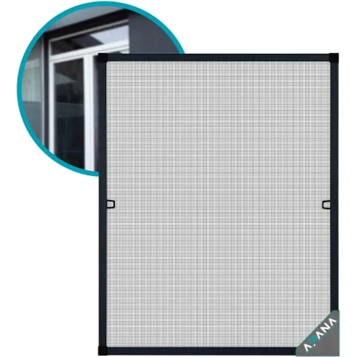 APANA - Fenster Fliegengitter mit Alurahmen & strapazierfähigem Fiberglasgewebe - Insektenschutz Fenster mit umlaufender Bürstendichtung - Fliegennetz Fenster Montage ohne Bohren (40x60cm | Anthrazit) – Bild 1
