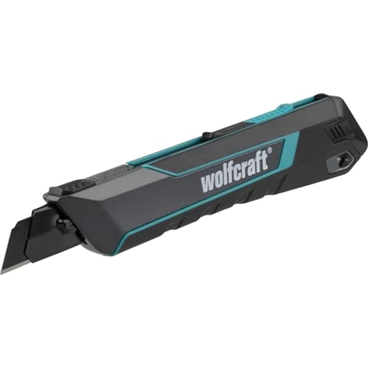 wolfcraft Cuttermesser PRO SAFETY 18 mm, Profi Abbrechklingenmesser mit Autolock, ergonomisch für Rechts- und Linkshänder, Metallgehäuse, extra scharfe Klinge – Bild 1