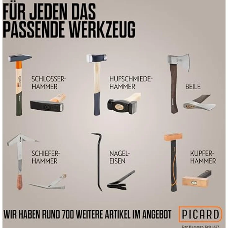 Picard BlackGiant TwinSet, Nageleisen mit flacher und präziser Form, 250 mm, geschmiedeter Spezialstahl – Bild 8