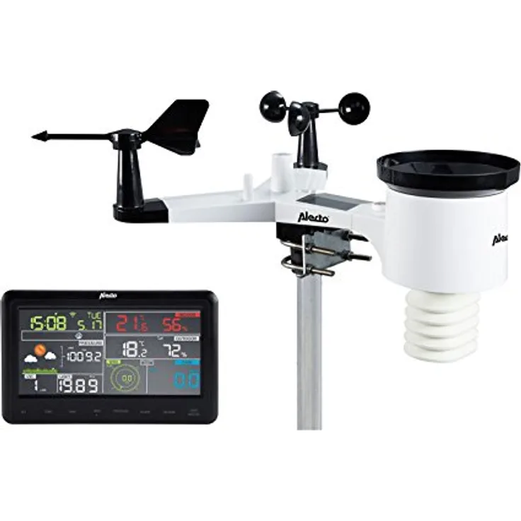 Alecto WEERSTATION WS-5500, WLAN Wetterstation mit Solarbetrieb, Schwarz, Integration mit Weather Underground, umfangreiche Messfunktionen
