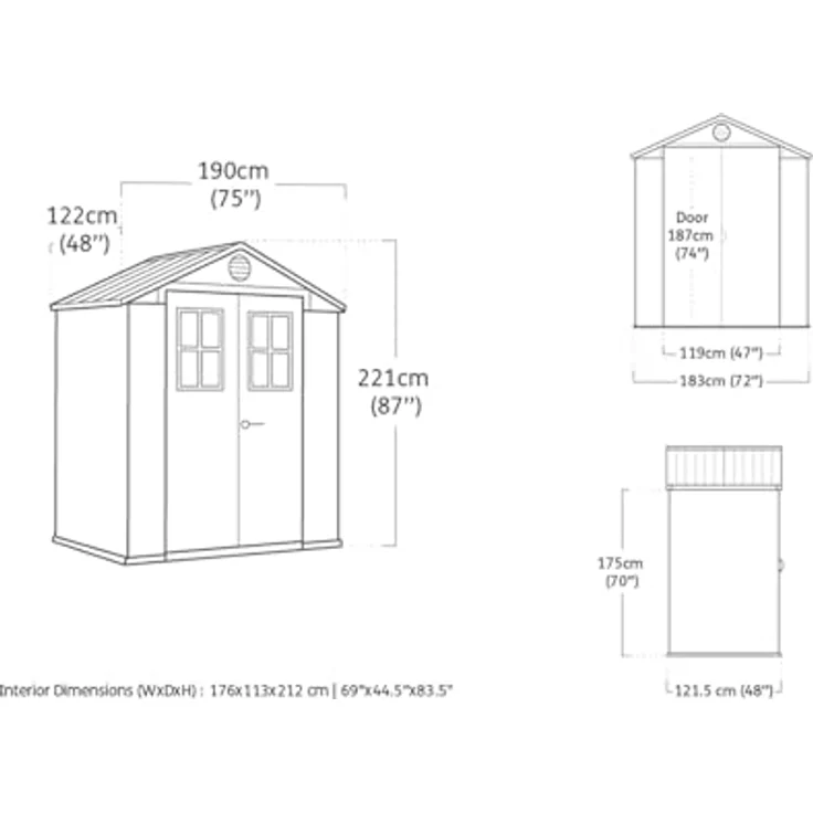 Keter 255777, Doppelter Metallschuppen mit Giebeldach, braun, 2 Fenster, Doppeltür, für Gartenwerkzeuge und Rasenmäher – Bild 7