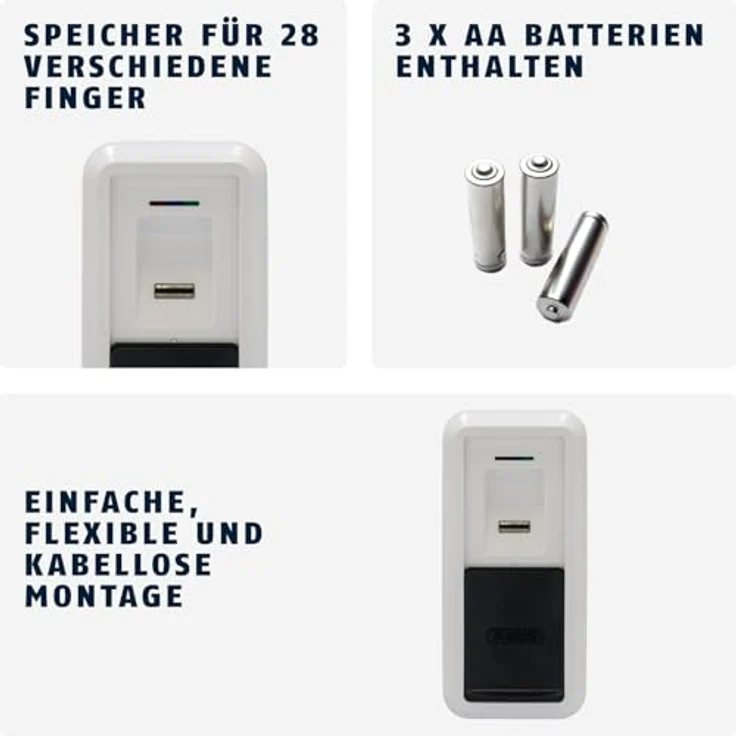 ABUS One Fingerscanner CFS3100 - smarter Türöffner für Haustür, Wohnungstür und Terrassentür mit Verdeck für den Sensor, schlüsselloses System, weiß, bis zu 28 Fingerabdrücke, einfache Montage – Bild 3