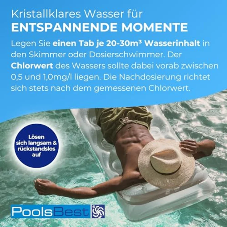 3 kg - PoolsBest® Chlor Multitabs 5 in 1 Pool-Desinfektionsmittel, 200 g Tabs – Bild 5