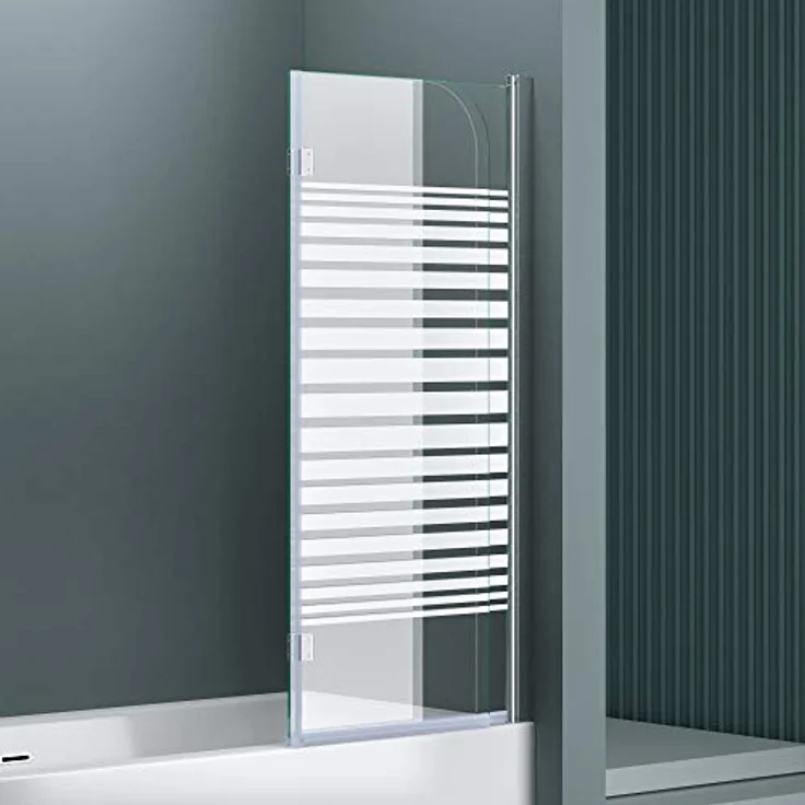 doporro 120x140cm Design-Duschwand für Badewanne Badewannenaufsatz Duschabtrennung 6mm ESG-Sicherheitsglas inkl. NANO-Beschichtung Badewannenfaltwand – Bild 3