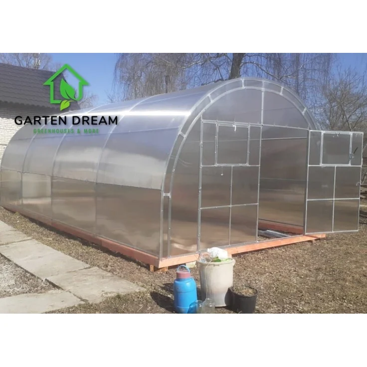 Garten Dream Polycarbonat-Gewächshaus "Oasis" 4x6m, verzinkter Stahlrahmen, 6mm Polycarbonat, große Doppeltüren, bis zu 240 kg/m² Schneelast