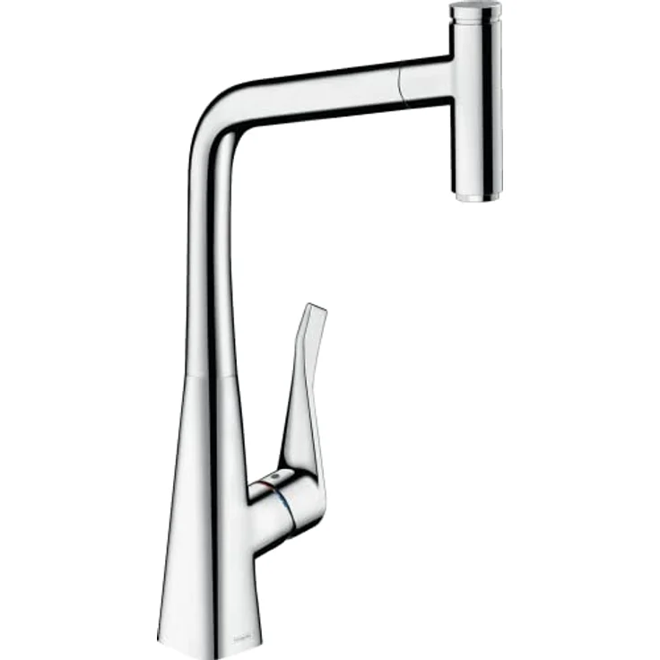 hansgrohe 320 Metris Select M71, Einhebel-Küchenmischer mit ausziehbarem Auslauf und SoftStart Technologie, Chrom – Bild 1