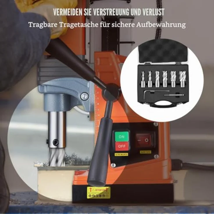 VEVOR Kronenbohrer-Set 6 tlg. HSS M2AL, Kernbohrer 1/2 bis 1-1/16 Zoll, 25,4 mm Schnitttiefe, inkl. Tragekoffer und Führungsstift für Magnetbohrmaschinen – Bild 5