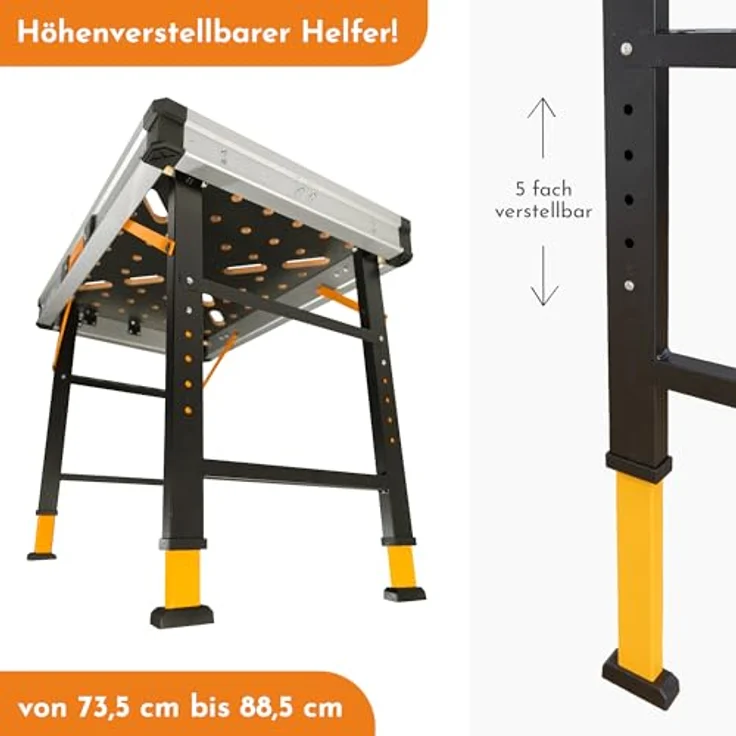 Lemodo Werkbank Mobile Werkbank, Werktisch mit über 450 kg Tragkraft, 5-fach Höhenverstellbar – Bild 5