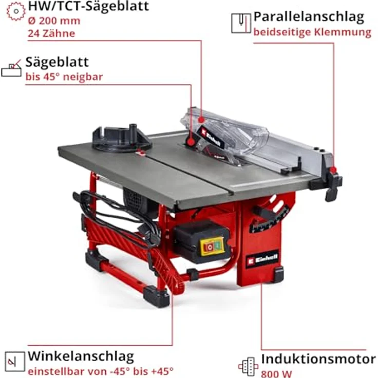 Einhell Tischkreissäge TC-TS 8 I, 500 Watt, Sägeblattneigung bis zu 45° – Bild 2