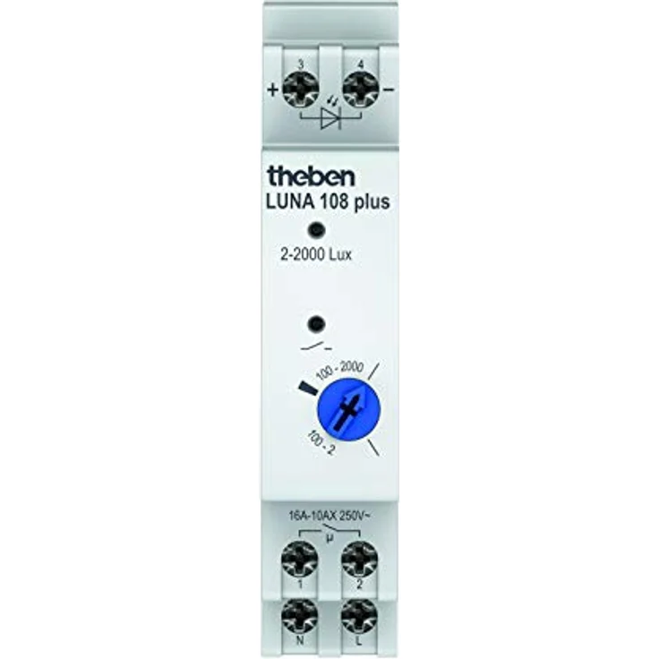 Theben LUNA 108 plus EL, Dämmerungsschalter mit separatem Lichtsensor, 2 bis 2000 Lux, IP65, für bis zu 2600 W Glühlampenlast und 350 W LED-Leuchten – Bild 2