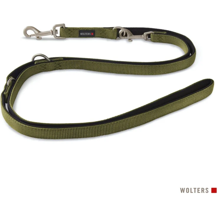 WOLTERS Hundeleine Professional Comfort, 200 cm, olive/schwarz, mit Neoprenpolsterung, dreifach verstellbar und waschbar – Bild 1