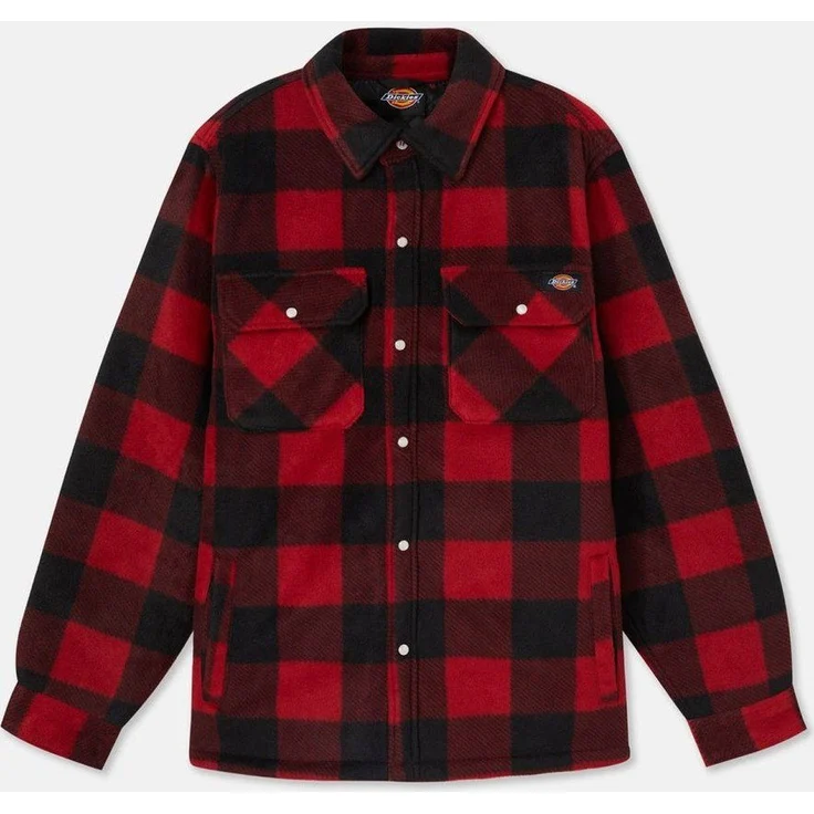 Dickies Fleecejacke Portland Shirt, Arbeitsjacke mit Polar Fleece, Druckknöpfen, Brust- und Gesäßtaschen, Braun – Bild 1