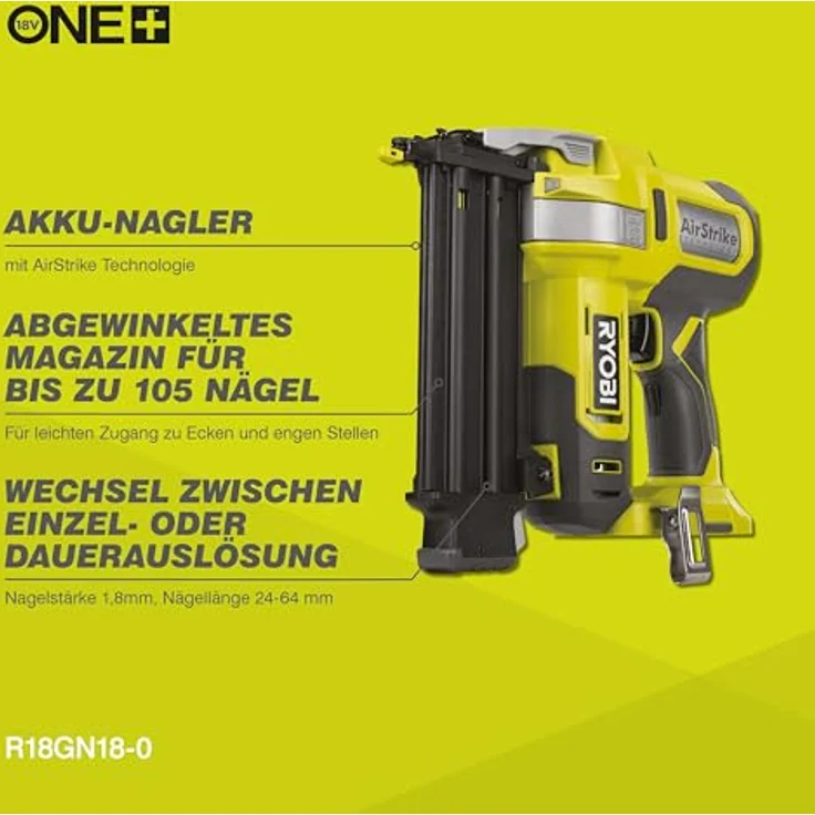 Ryobi Nagler R18GN18, Akku-Nagler mit AirStrike™-Technologie, 18V – Bild 3