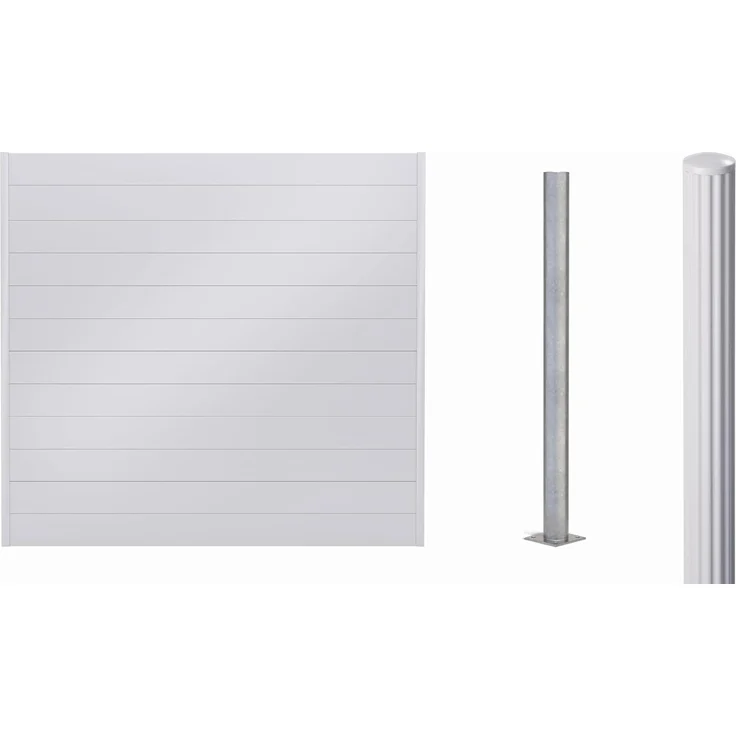 Alberts Sichtschutz Palitio Set, weißalu 9006, Aluminium Zaunfelder 4,00m Länge, 150mm Profilhöhe, zum Aufschrauben
