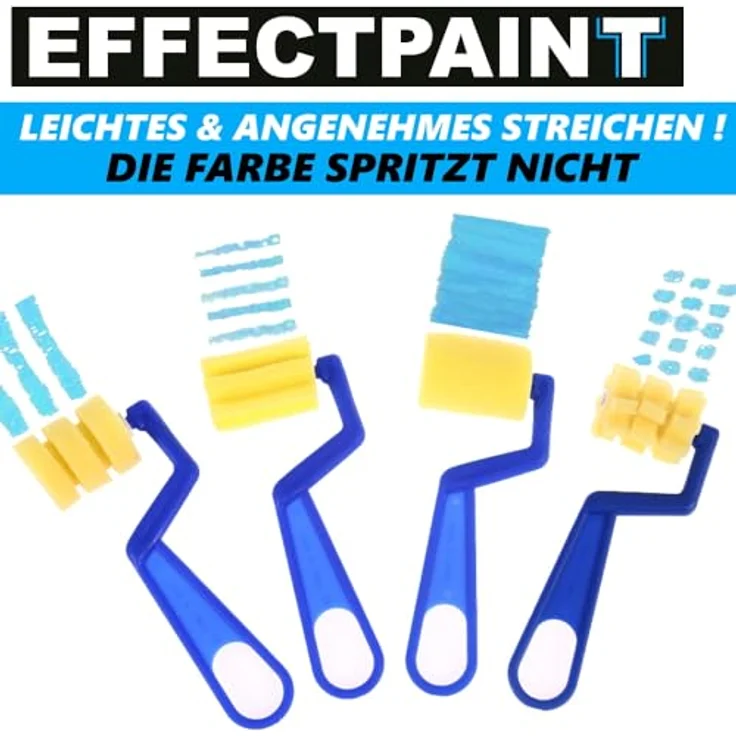 MAVURA EFFECTPAINT Farb Roller Set, 4-teiliges Struktur- und Effektroller Set, 16x9 cm aus Kunststoff/PU-Schaum – Bild 4