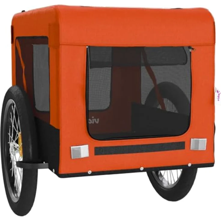 vidaXL Hunde-Transportbox Fahrradanhänger Orange Schwarz Oxford-Gewebe Eisen 45 kg Tragfähigkeit – Bild 6