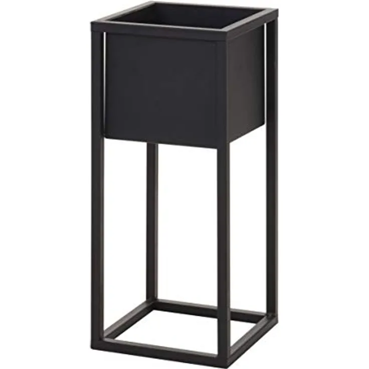 Spetebo Metall Blumentopfständer in schwarz Ständer mit schwarzem Topf - 50 cm - Blumentopfhalter mit Topf - Planzenständer eckig
