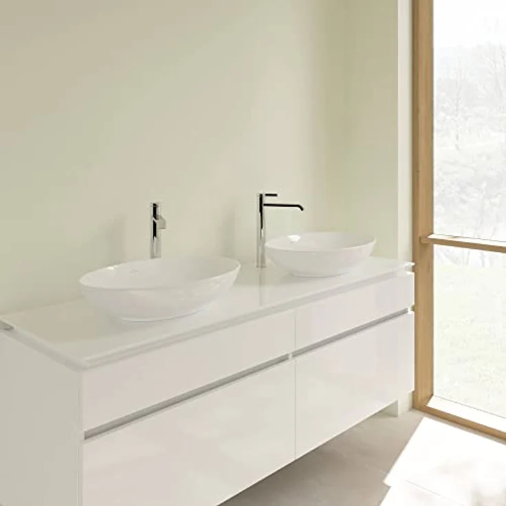 Villeroy & Boch Aufsatzwaschtisch LOOP & FRIENDS, Waschbecken 560x380mm, für wandmontierte Armatur, inklusive Ausschnittschablone, weiß – Bild 2