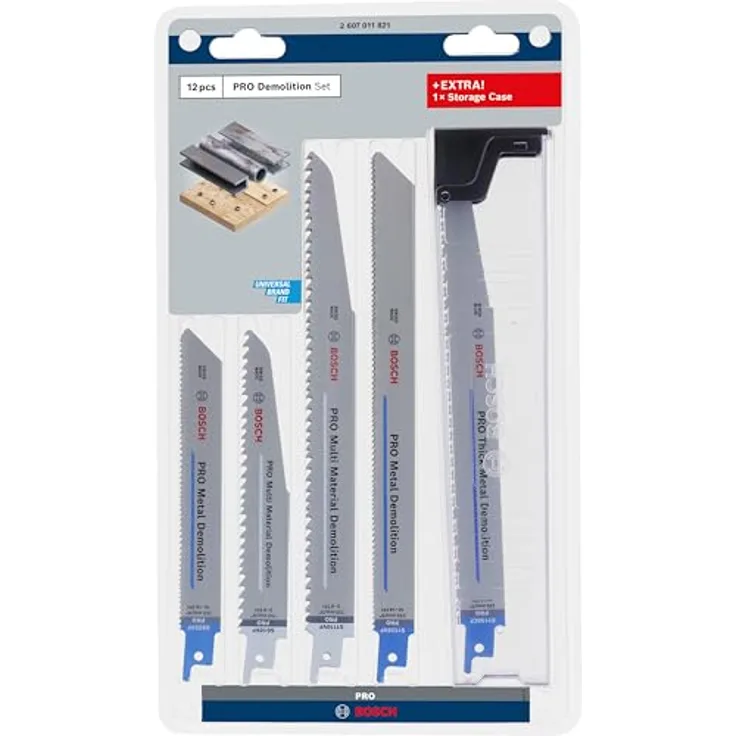 Bosch 12x PRO Demolition Säbelsägeblatt-Set, 12-tlg. (für Rohre und Profile aus Metall, Nichteisenmetalle, Professional Zubehör Säbelsäge)